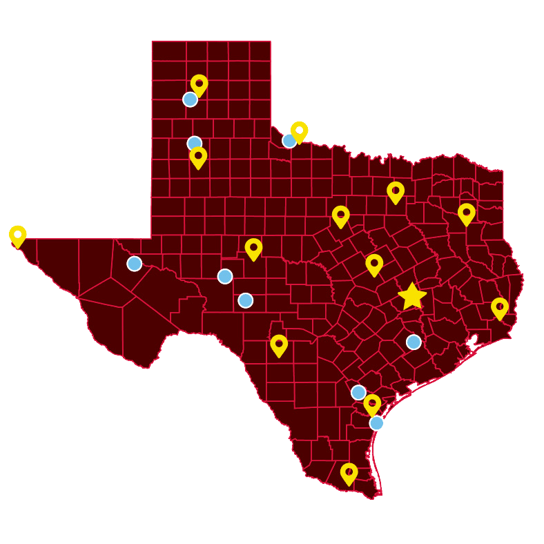 Map of Texas A&M AgriLife centers 